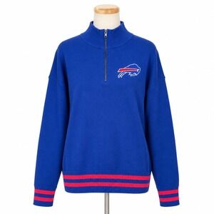 NFL Ultra Game Buffalo Bills Sweater Men Small Blue Quarter Zip Embroidered Logo